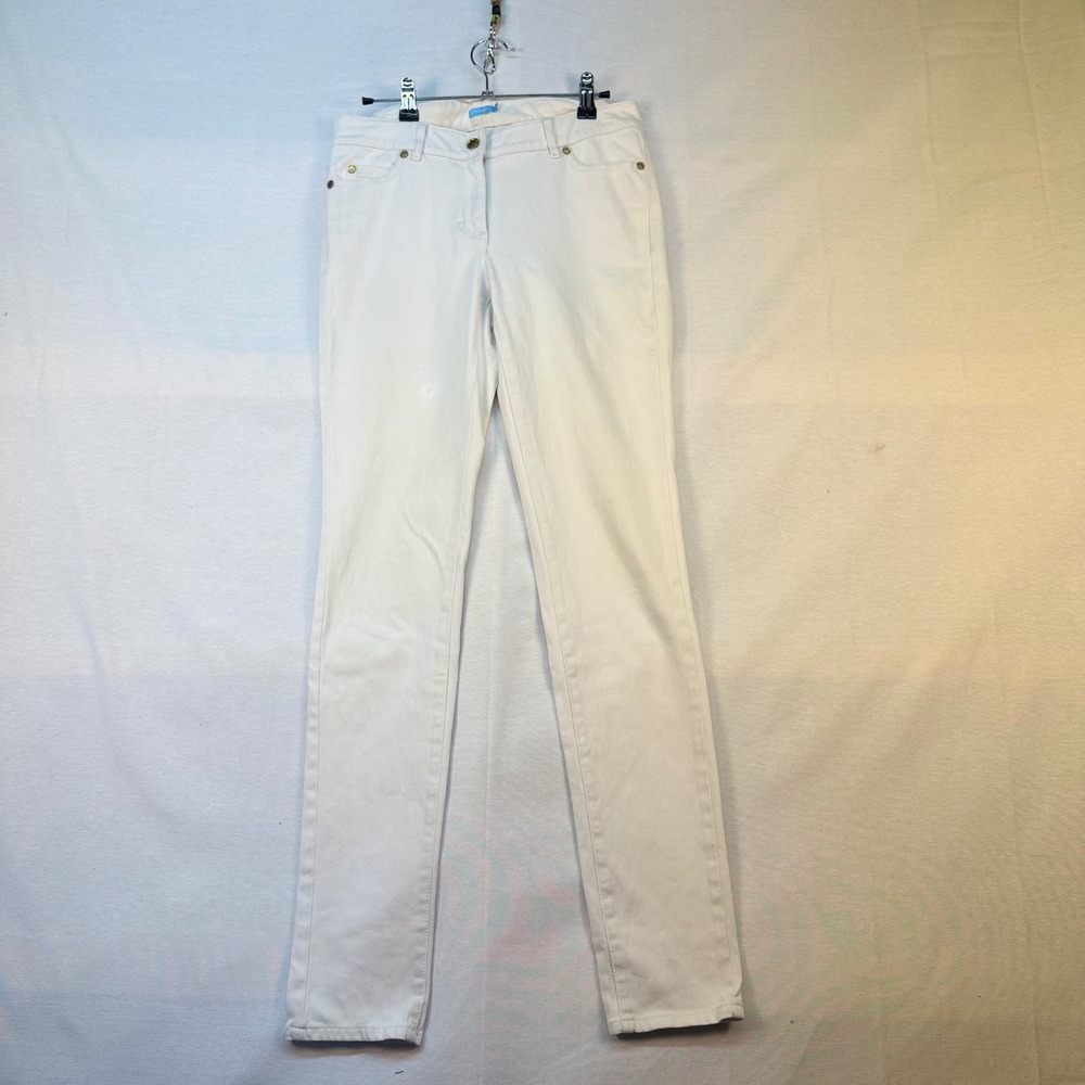 J.McLaughlin Womens White Denim Skinny Jeans Gold Hardware Size 4